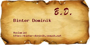 Binter Dominik névjegykártya